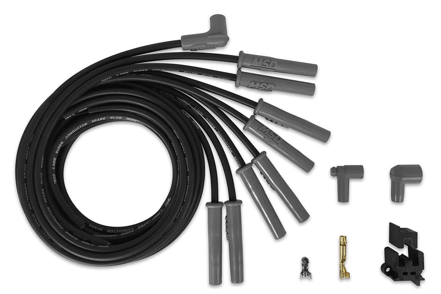 MSD Ignition 31183 8.5mm Super Conductor Spark Plug Wire Set with Spiral Core and Straight Plug Boots