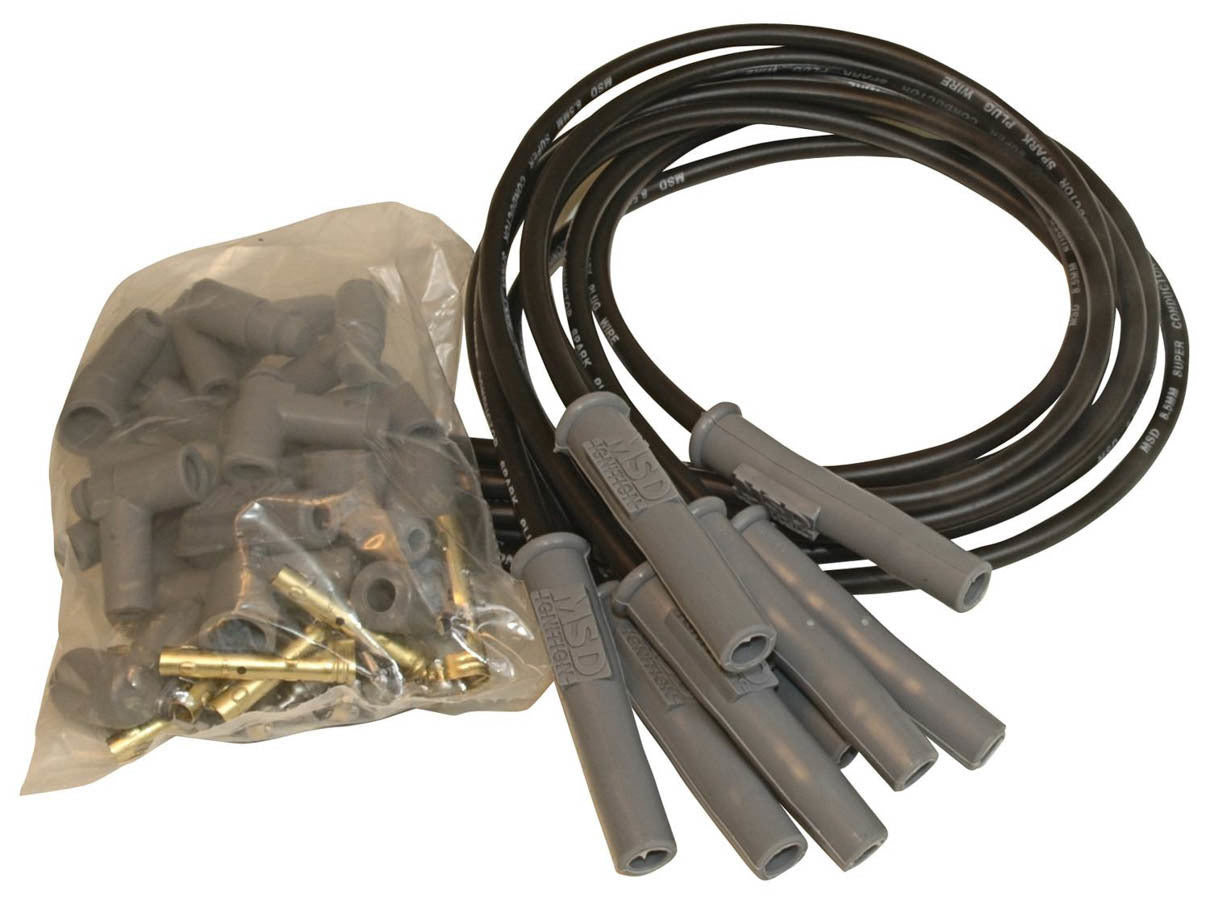 MSD Ignition 31193 8.5mm Spark Plug Wire Set with Spiral Core and Straight Boot for V8 Engines