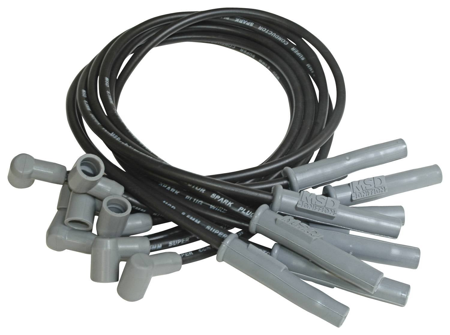 MSD Ignition 31373 8.5mm Super Conductor Spark Plug Wire Set with Spiral Core and Straight Plug Boots for Big Block Chevy