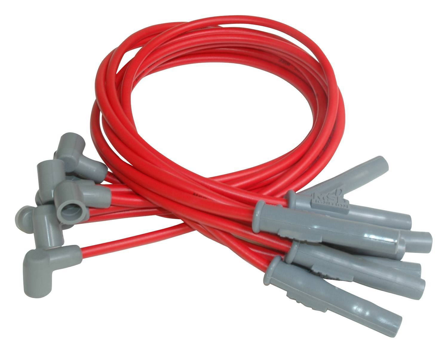 MSD Ignition 31379 Super Conductor Spark Plug Wire Set for Big Block Chevy, 8.5 mm, Red, Spiral Core, Straight Plug Boots
