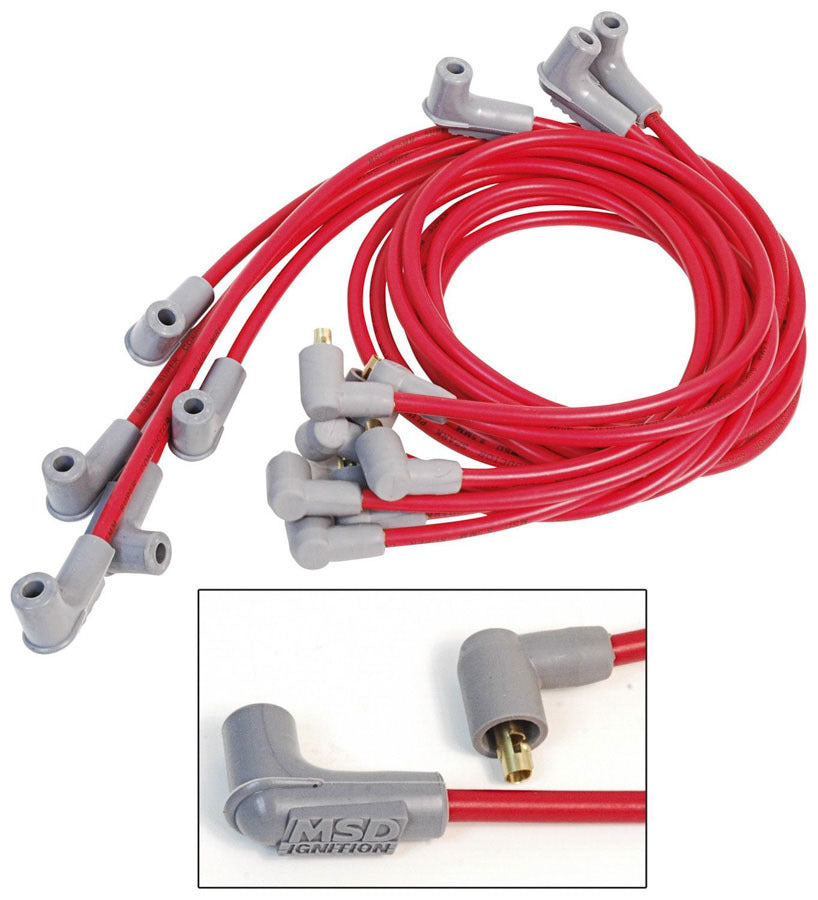 MSD Ignition 31609 Big Block Chevy Spark Plug Wire Set with 8.5mm Spiral Core and Red Finish