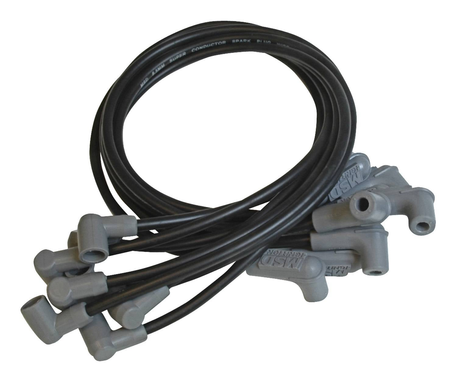 MSD Ignition 31653 Spark Plug Wire Set 8.5mm Spiral Core Black with 90 Degree Plug Boots for Small Block Chevy