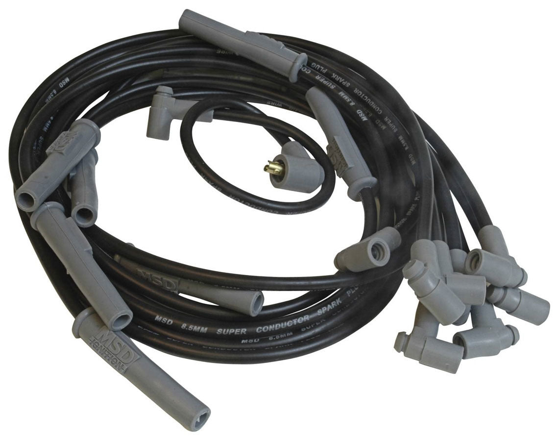 MSD Ignition 32733 Spark Plug Wire Set for Mopar B and RB Series Engines, 8.5 mm Black Spiral Core with Straight HEI Plug Boots