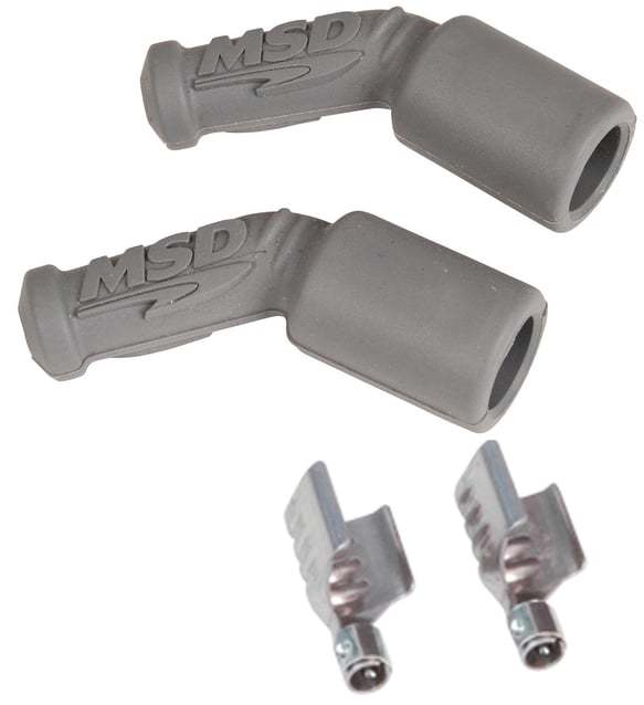 MSD Ignition 3304 45 Degree Coil Boot and Terminal Kit for GM LS-Series Engines, Gray, 8.5mm Pair