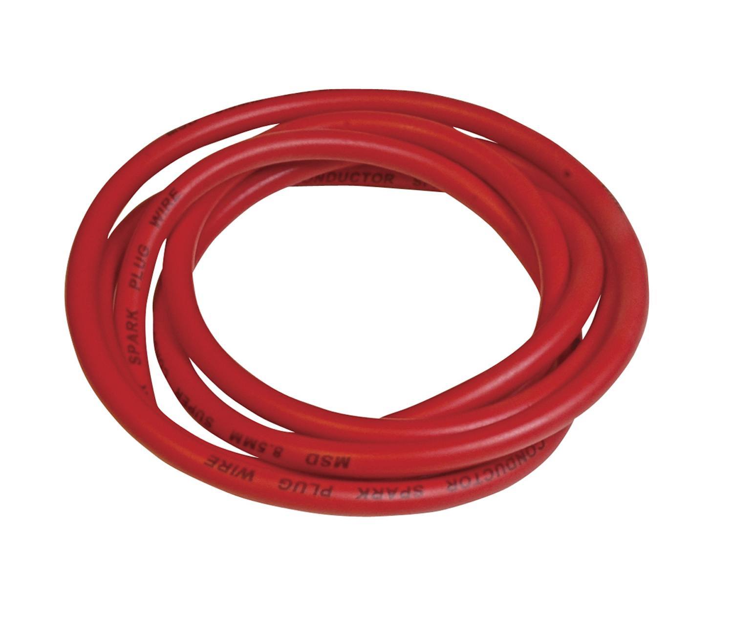 MSD Ignition 34019 8.5mm Super Conductor Spark Plug Wire, Spiral Core, Red, 25 Feet