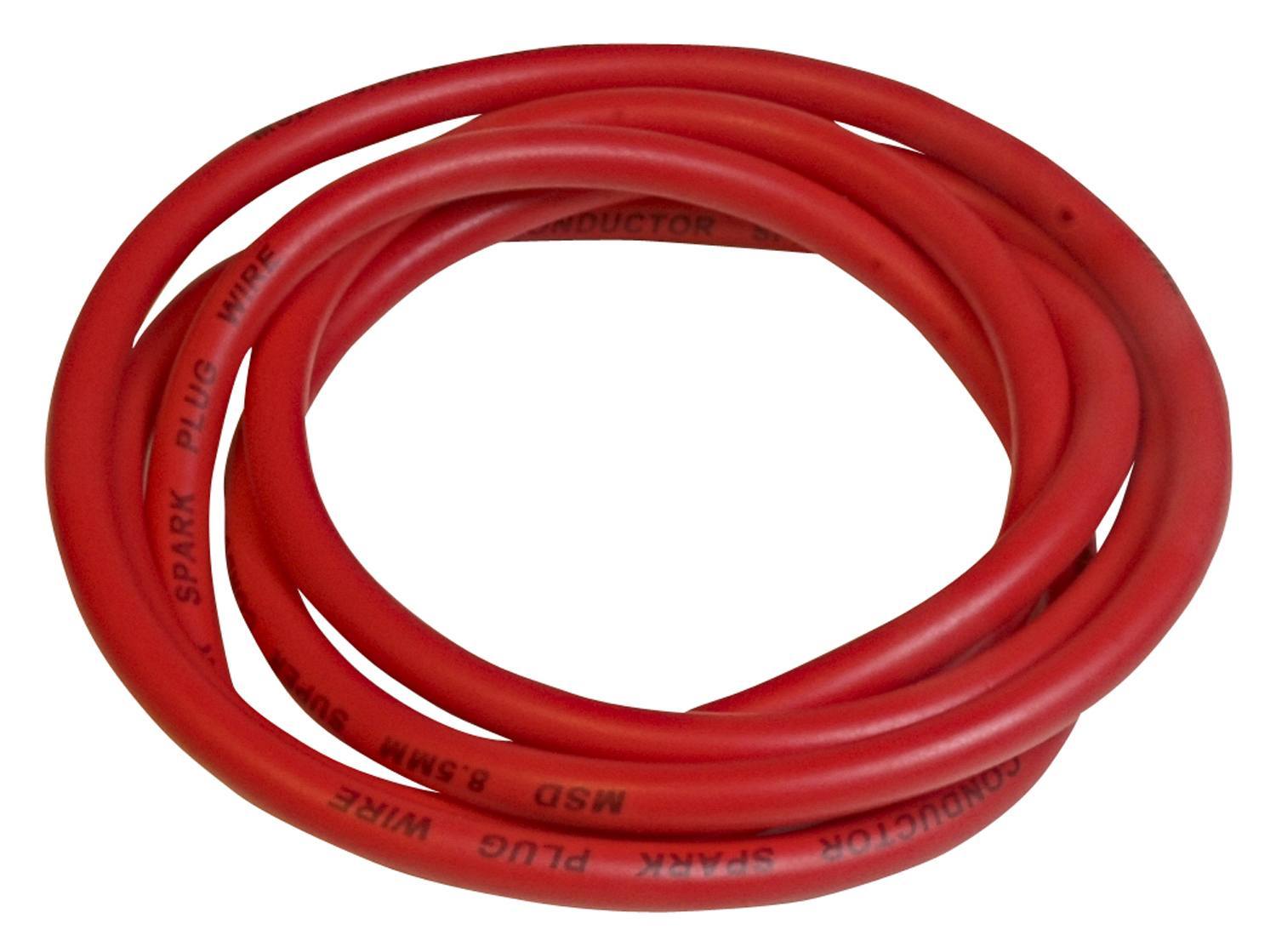 MSD Ignition 34039 8.5mm Super Conductor Spark Plug Wire, Spiral Core, 6 Feet, Red Silicone
