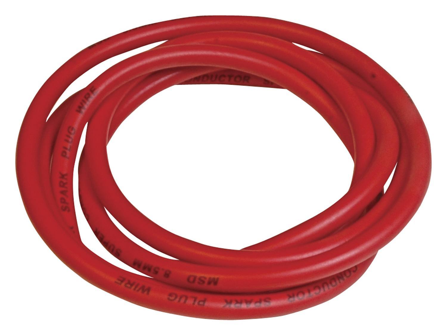 MSD Ignition 34059 Bulk Super Conductor Spark Plug Wire, 8.5 mm, Spiral Core, Silicone, Red, 300 ft