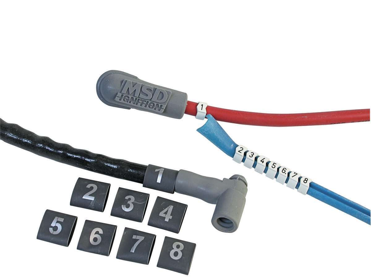 MSD Ignition 3414 Spark Plug Wire Markers for 8.5mm Wires, Plastic Cylinder Clips, Set of 8
