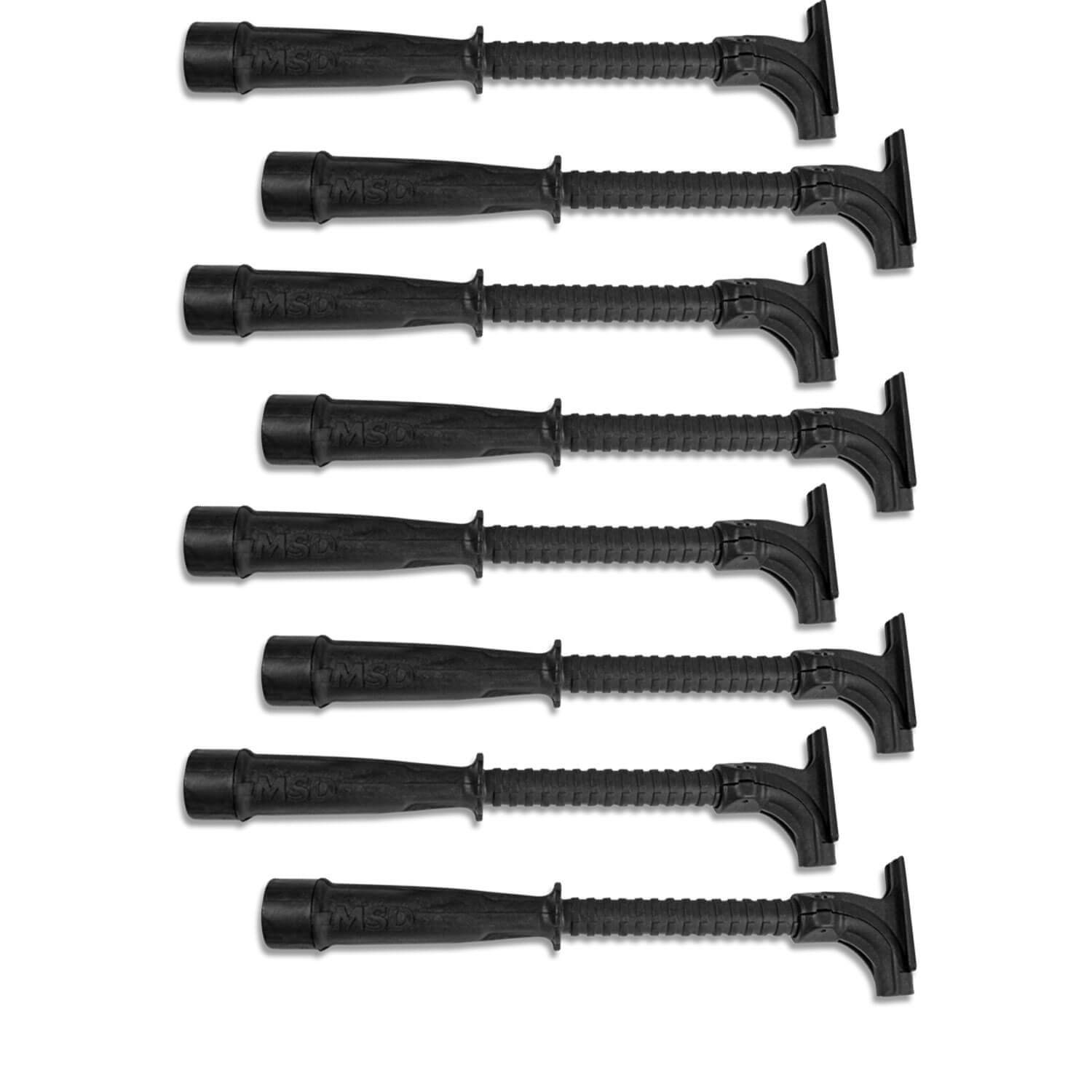 MSD Ignition 34753 Hemi Tube Replacement Set of 8, 8.5 mm Black Plastic Spark Plug Wire Tubes with Twist-Lock Caps