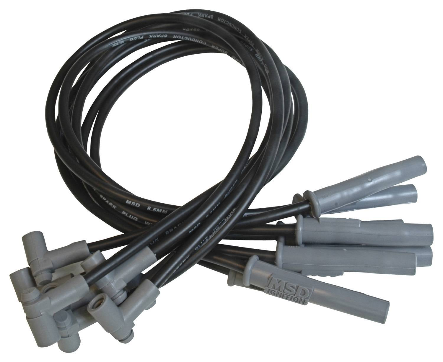 MSD Ignition 35383 8.5mm Super Conductor Spark Plug Wire Set for Ford 351C-460 with HEI Cap