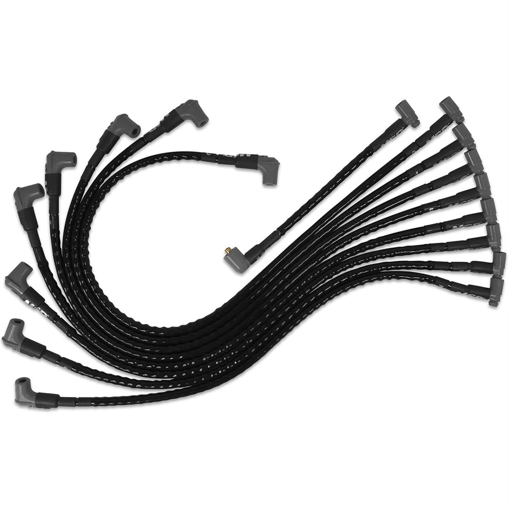 MSD Ignition 35591 Spark Plug Wire Set for Small Block Chevy, 8.5 mm, Sleeved Black, Spiral Core, HEI Style, 90 Degree Boots