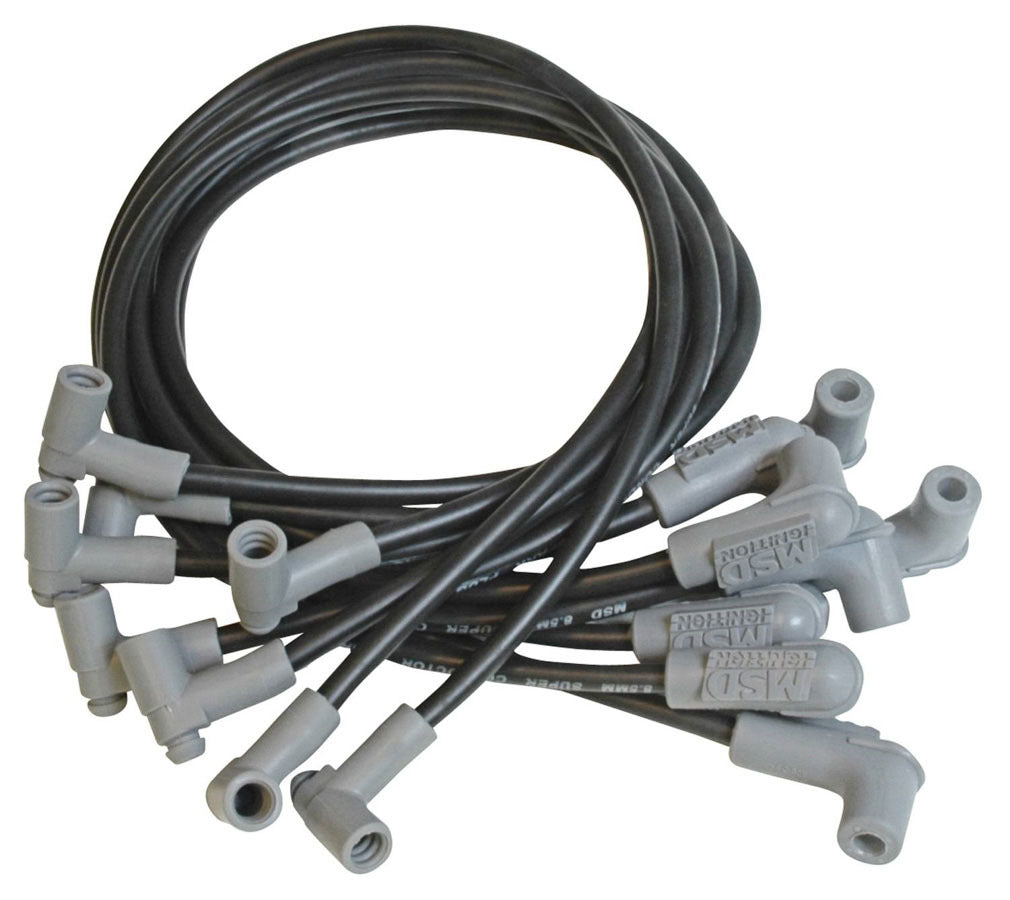 MSD Ignition 35593 8.5mm Super Conductor Spiral Core Spark Plug Wire Set for Small Block Chevy with HEI Cap