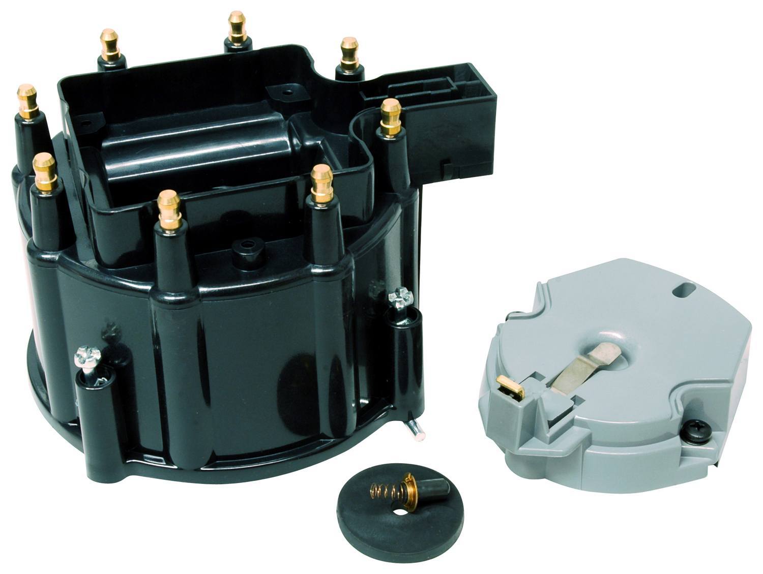 MSD Ignition 5501 Cap and Rotor Kit for GM HEI V8 Engines, Black Plastic, Brass Terminals, Twist Lock Design