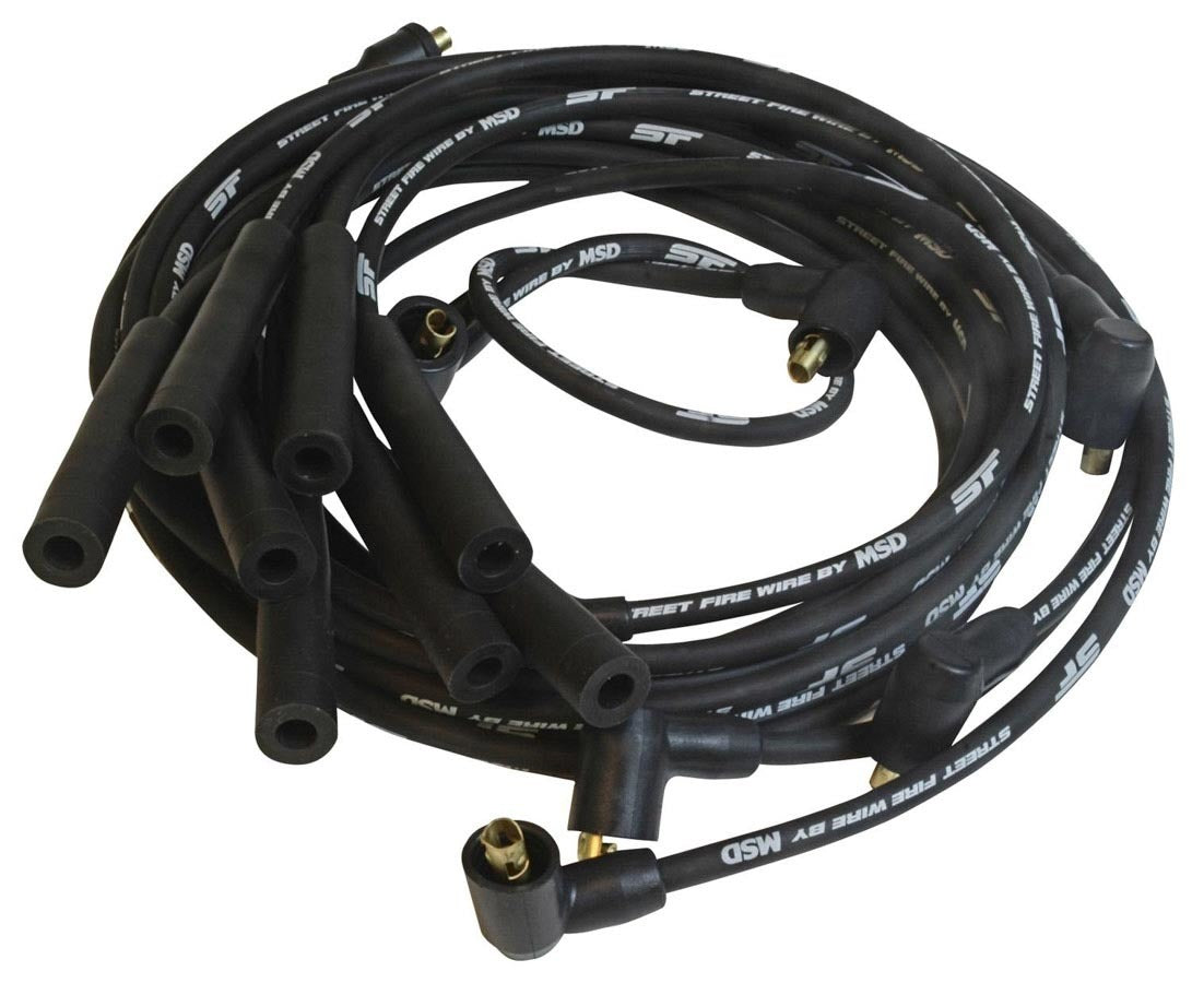 MSD Ignition 5531 Street Fire Spark Plug Wire Set for Mopar B and RB Series Engines, 8 mm Spiral Core, Black Factory Style Boots and Terminals