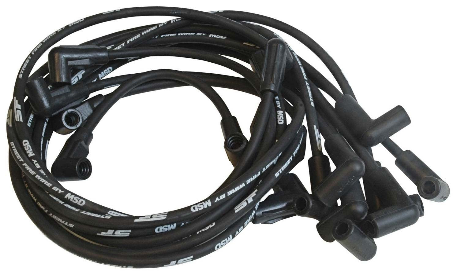 MSD Ignition 5562 Street Fire Spark Plug Wire Set for Small Block Chevy, 8mm Spiral Core, Black with Factory Style Boots and Terminals