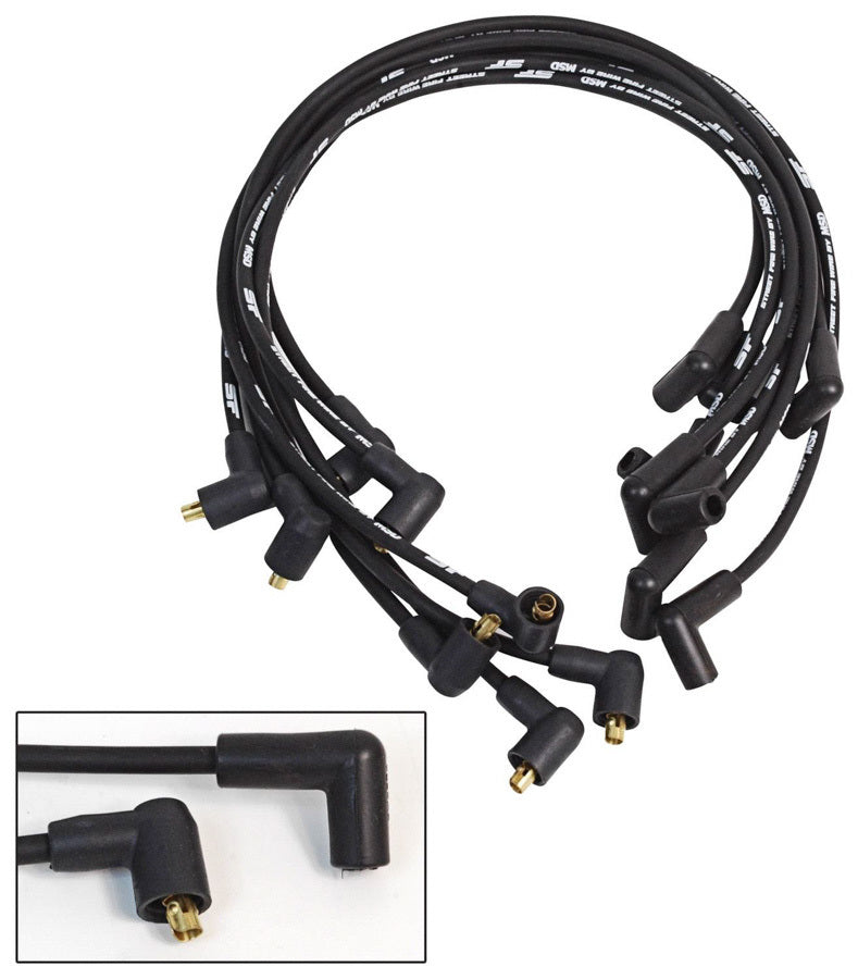 MSD Ignition 5564 Street Fire Spark Plug Wire Set, 8mm Spiral Core, Black with Factory Style Boots for Small Block Chevy
