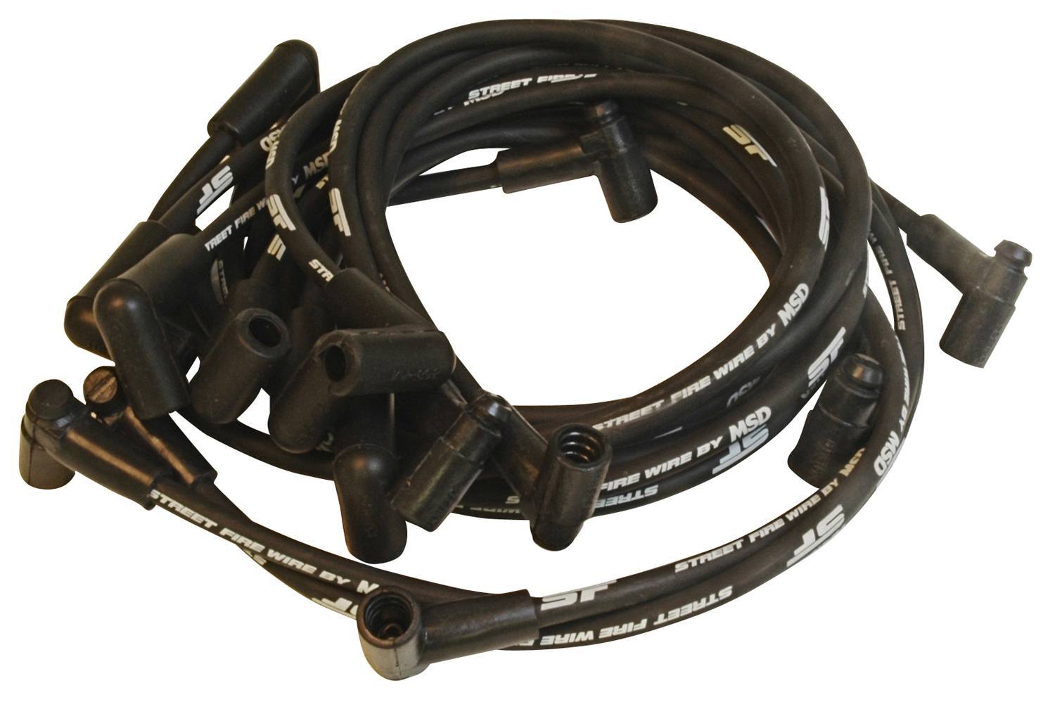 MSD Ignition 5566 Street Fire Spark Plug Wire Set for Small Block Chevy, 8mm Spiral Core, Black with Factory Style Boots and Terminals