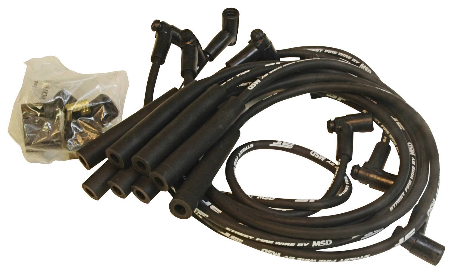 MSD Ignition 5567 Street Fire Spark Plug Wire Set for Big Block Chevy, 8 mm Spiral Core, Black with Factory Style Boots and Terminals