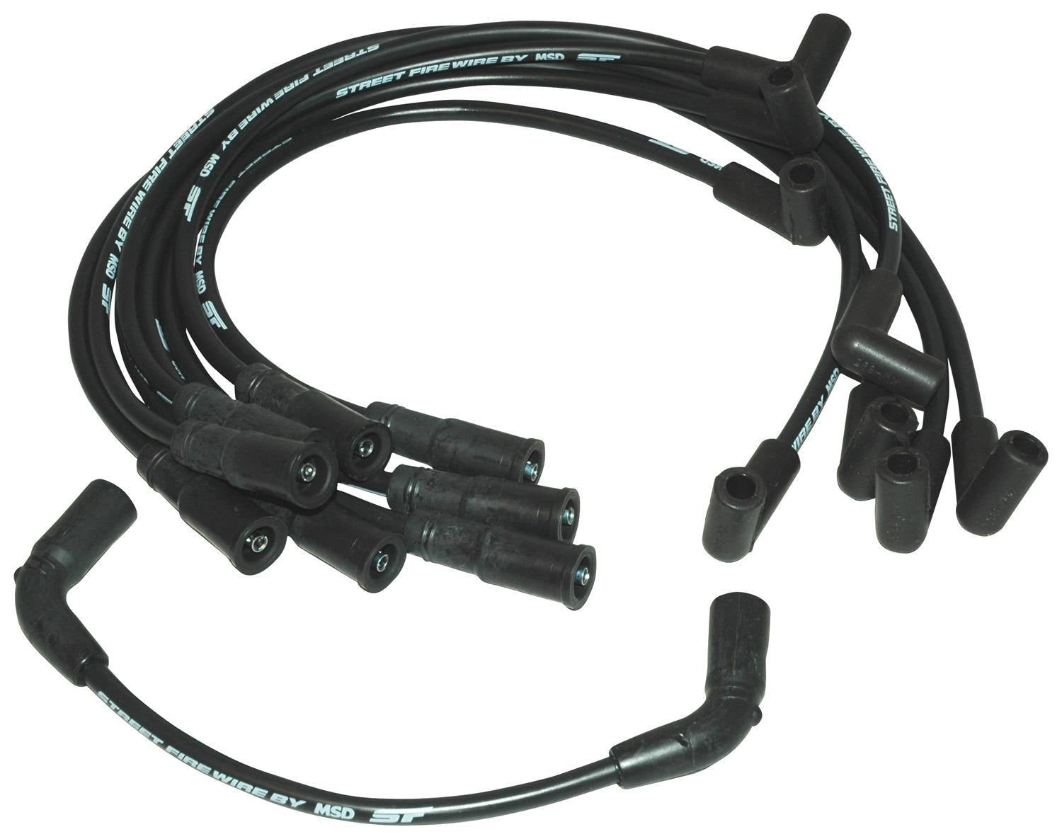 MSD Ignition 5573 Street Fire Spark Plug Wire Set for Chevy V8, 8 mm Spiral Core, Black with Factory Style Boots and Terminals