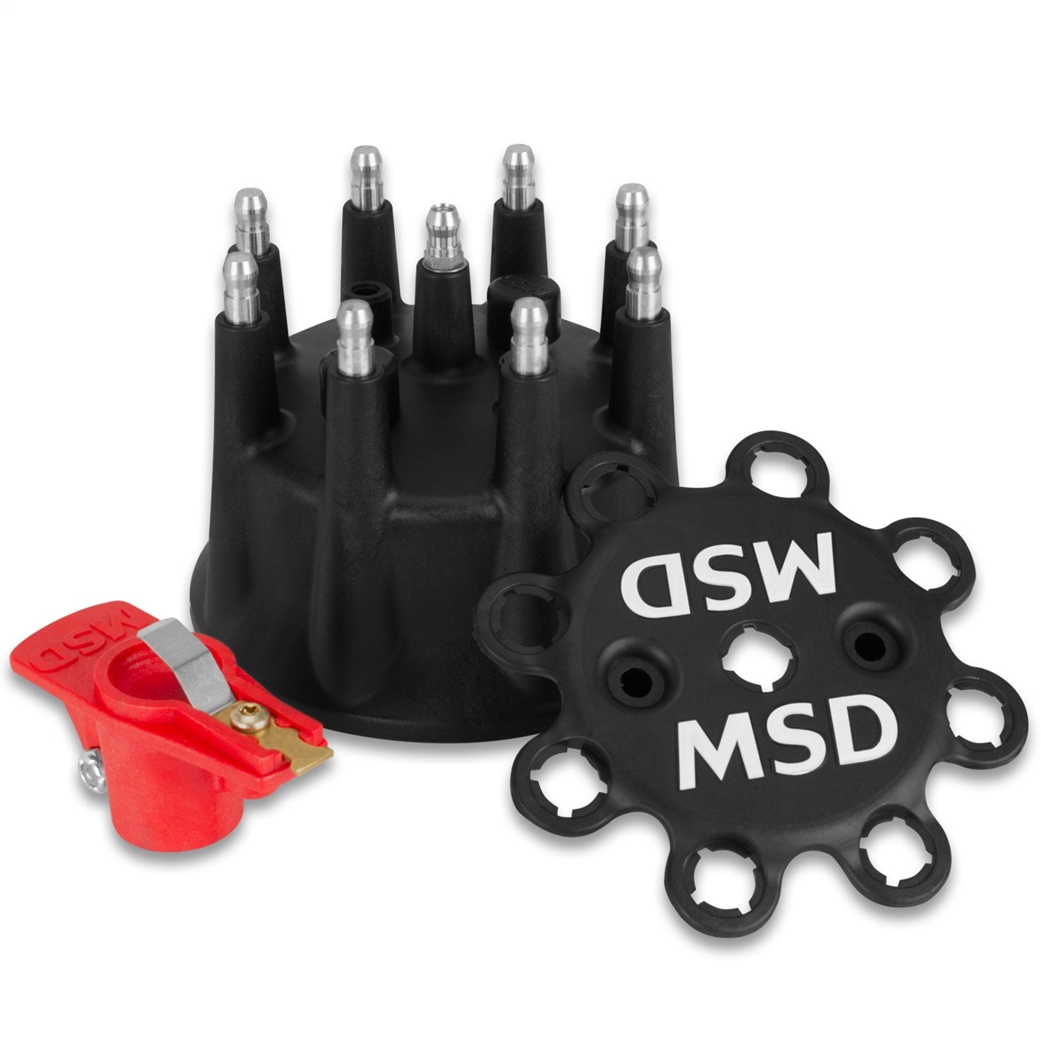 MSD Ignition Cap and Rotor Kit Pro Mag Lite for V8 Engines, Black, Stainless Terminals