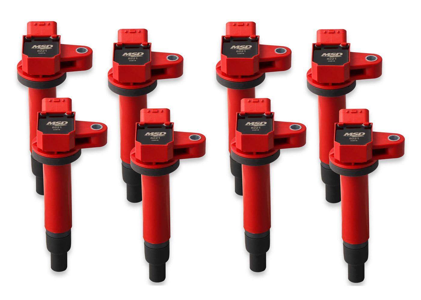 MSD Ignition 82218 Blaster Coil-On-Plug Ignition Coil Pack for Toyota V8, Set of 8, Red and Black