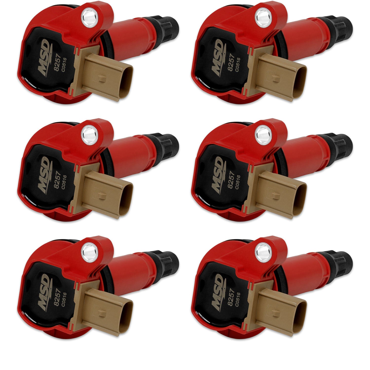 MSD Ignition 82576 Red Coil-On-Plug Ignition Coil Pack for Ford EcoBoost V6, 6-Pack