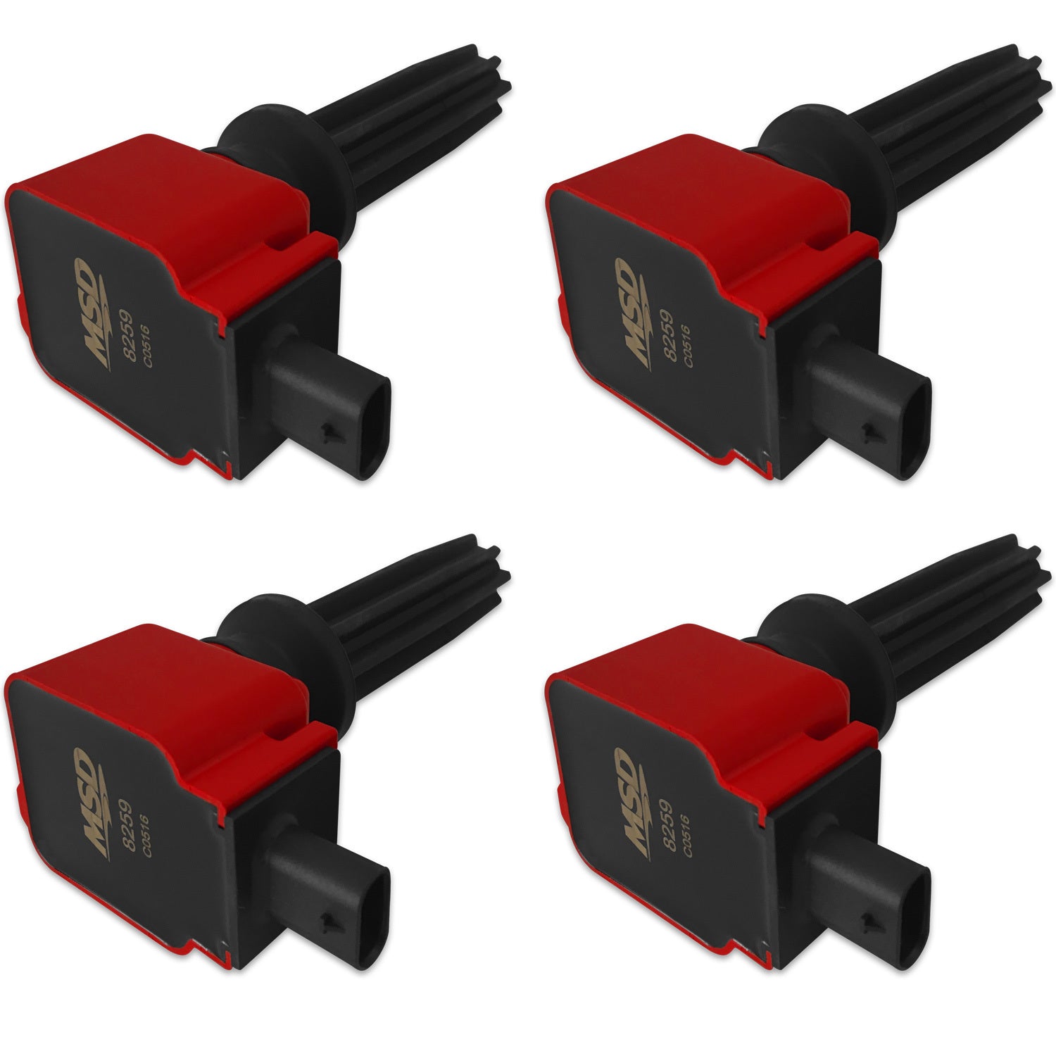 MSD Ignition 82594 Coil-On-Plug Ignition Coil Pack for Ford EcoBoost 2.0L and 2.3L, Red, Set of 4