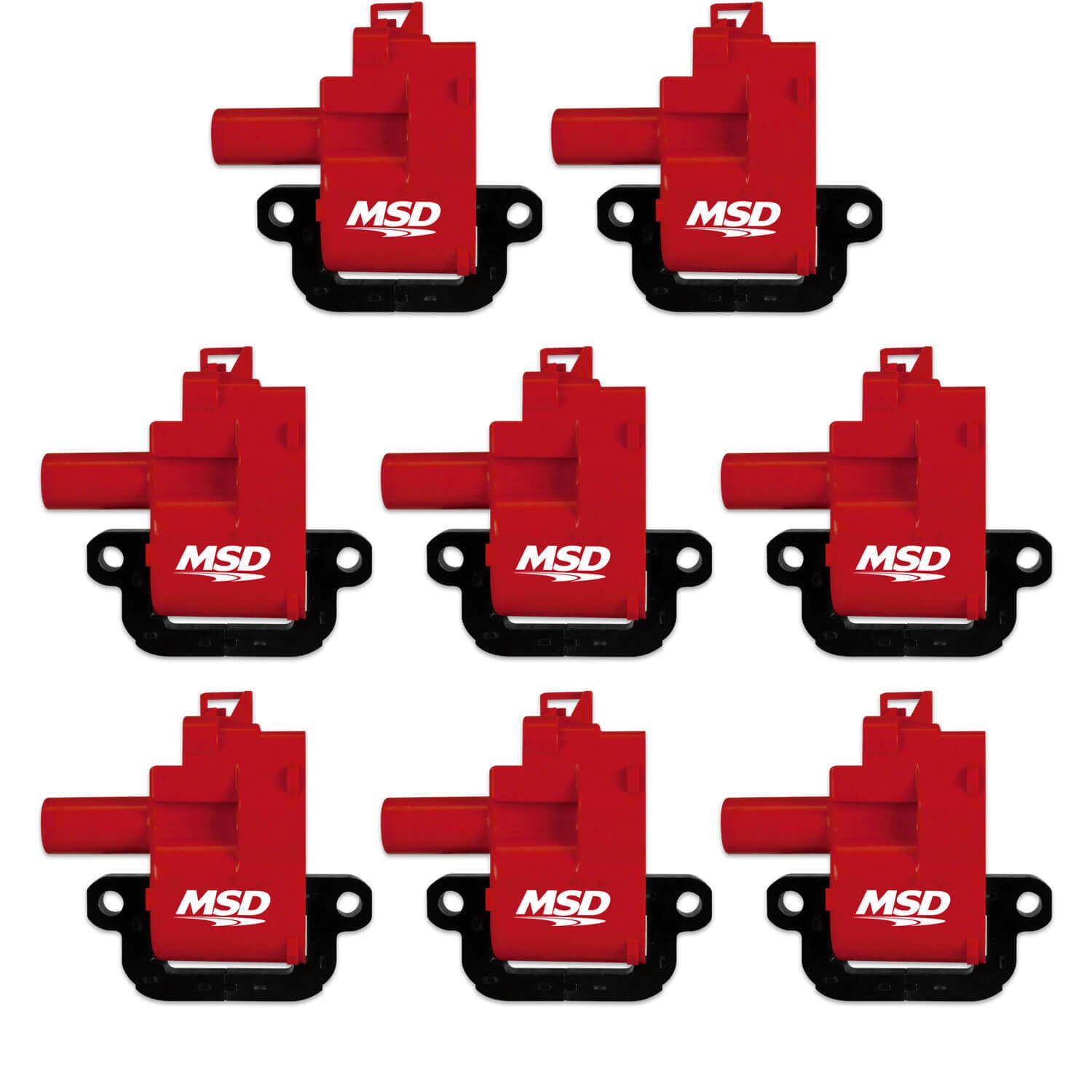 MSD Ignition 82628 Blaster Ignition Coil Pack for GM LS-Series V8 Engines, Set of 8, Red Female Socket