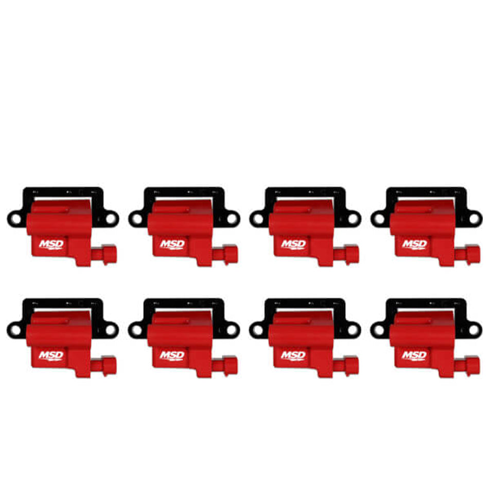 MSD Ignition MSD82648 Blaster LS Ignition Coil Pack for GM LS-Series Engines, Female Socket, Red, Set of 8