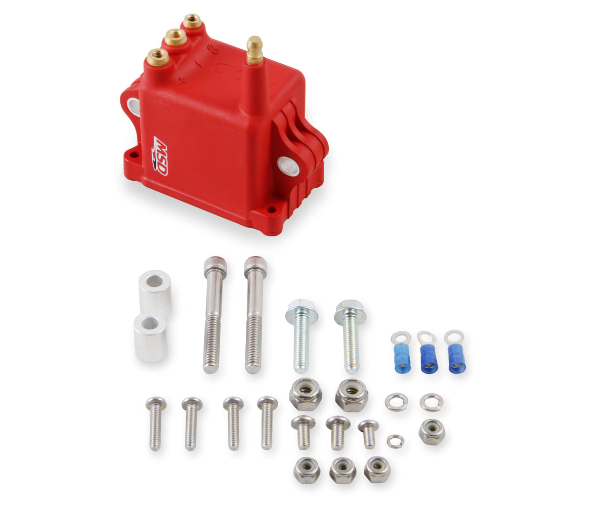 MSD Ignition 8280 Pro CDI 600 Square Ignition Coil Pack for GM LS-Series Vehicles, 50,000V, Red Finish