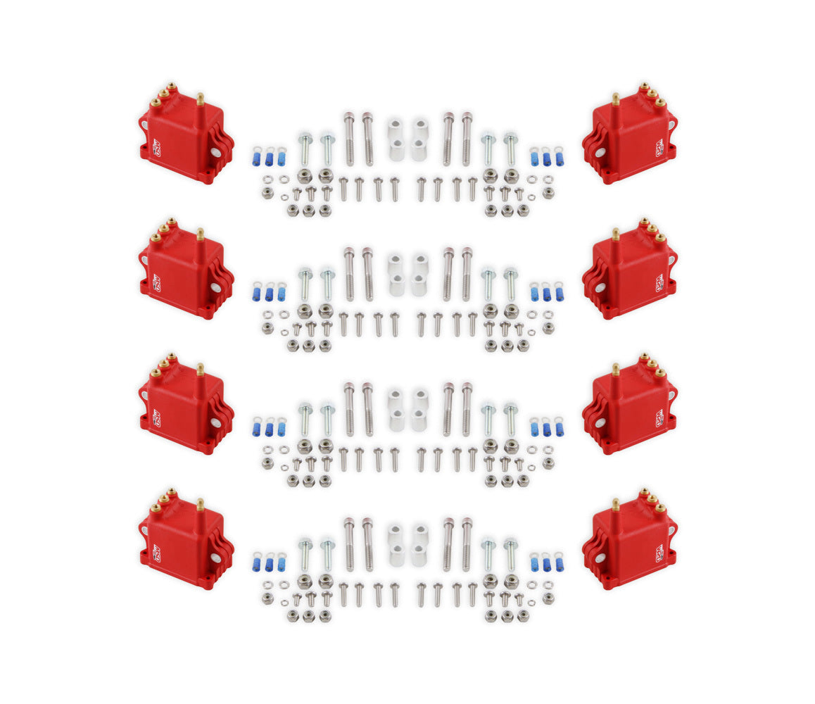 MSD Ignition Coil Pack Pro CDI 600 Square 0.064 Ohm Male HEI Red Set of 8