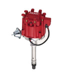 MSD Ignition 8365 Chevy Hi Energy HEI Distributor with Magnetic Pickup, Mechanical and Vacuum Advance, Red Housing, 4-Pin Ignition Module