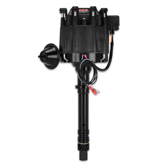 MSD Ignition 83653 Chevy V8 HEI Billet Distributor with Magnetic Pickup and Mechanical/Vacuum Advance, Black Finish