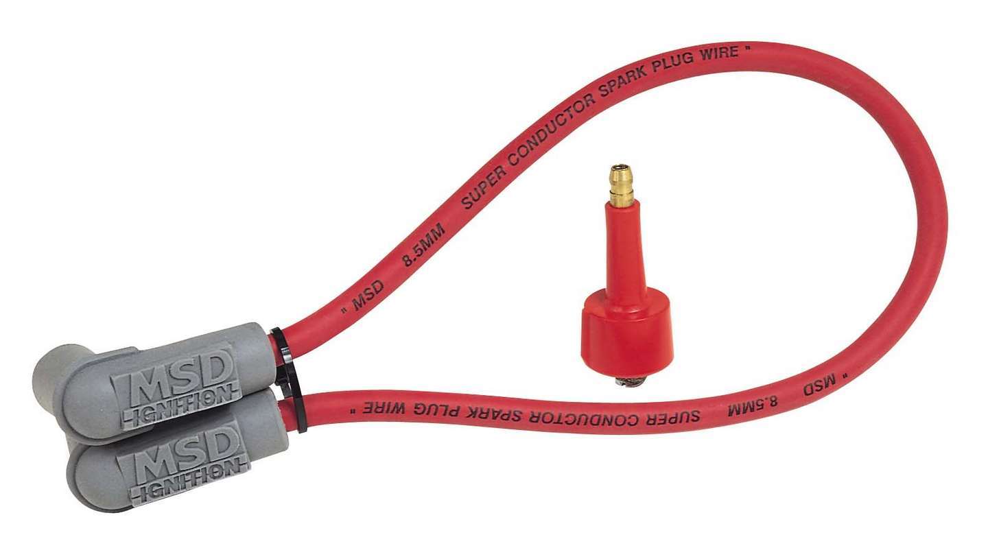 MSD Ignition 84039 8.5mm Blaster 3 Spiral Core Coil Wire with HEI Style Boots, 18 Inches Long, Red