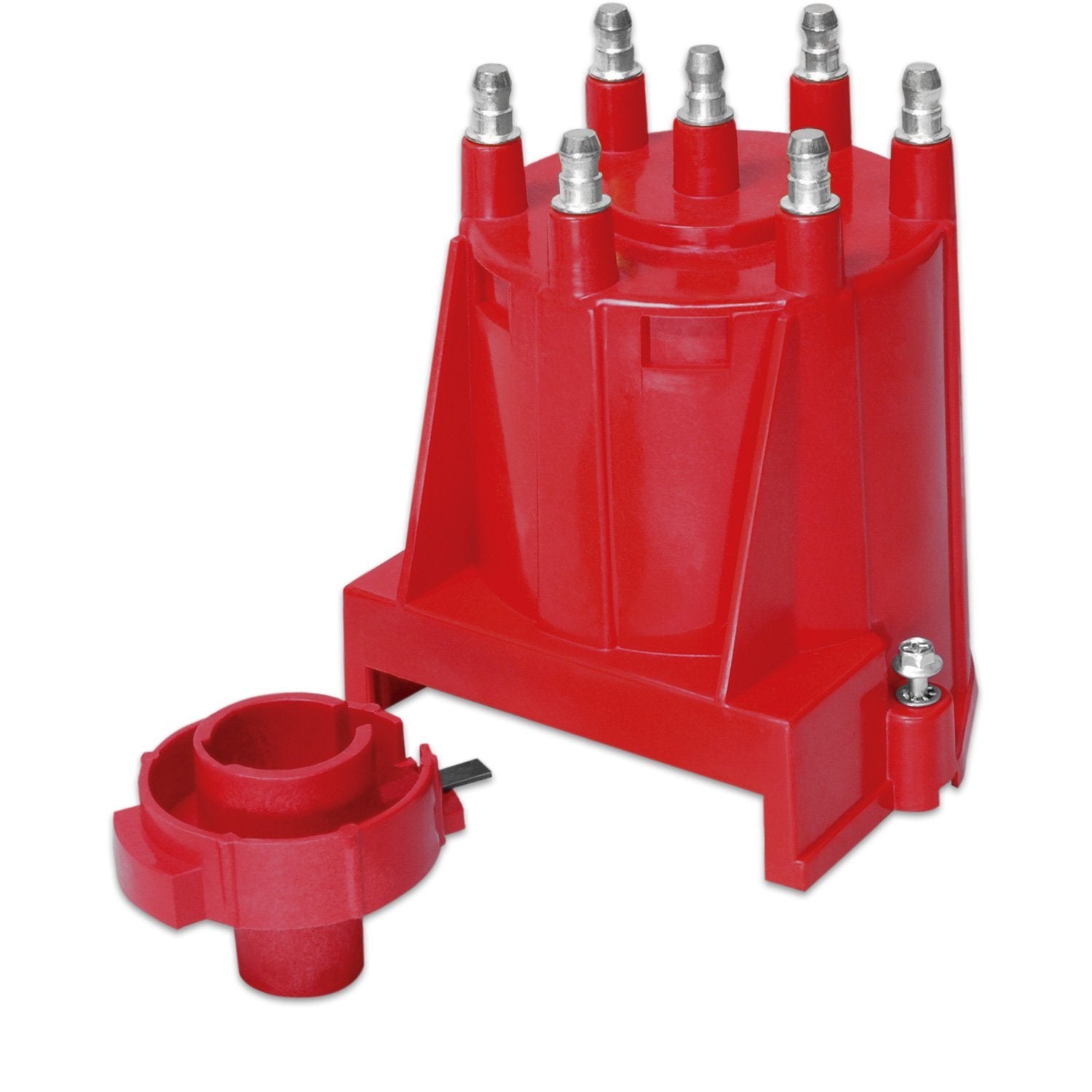 MSD Ignition 8430 Distributor Cap and Rotor Kit for GM V6 4.3L EFI, Red Plastic, Stainless Terminals, Screw Down, Non-Vented