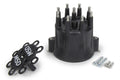 MSD Ignition Distributor Cap & Retainer for Chevy V8 HEI, Black, Stainless Terminals, Twist Lock, Wire Hold Down Included
