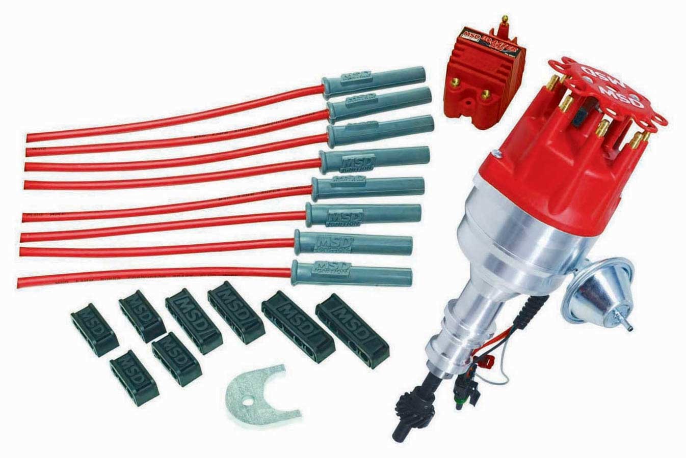 MSD Ignition 84747 RTR Distributor Kit for Ford 351C-460 Crate Motors with Blaster SS Coil and Super Conductor Wires