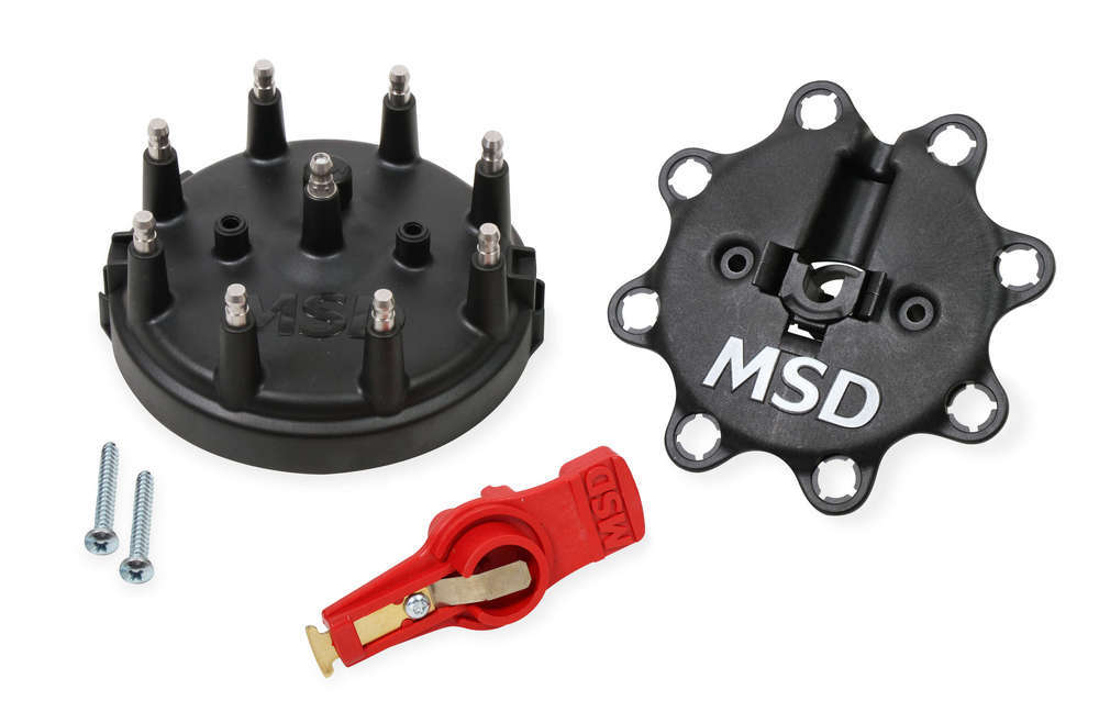 MSD Ignition Cap and Rotor Kit for Ford 85-95 V8 with HEI Terminals, Black