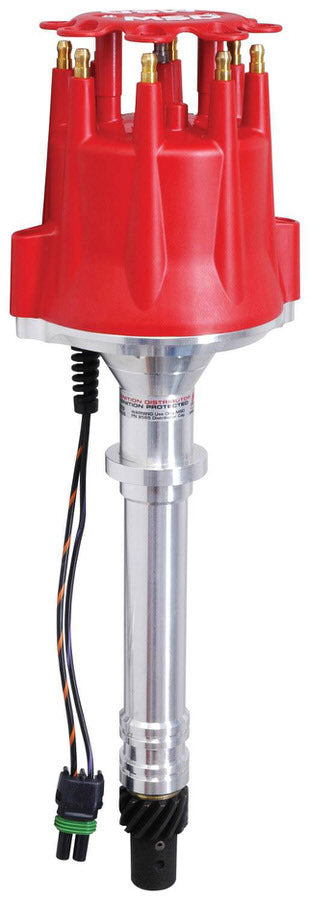 MSD Ignition 8560 Marine Distributor with Cap and Rotor for Chevy V8, Pro-Billet Magnetic Pickup, Mechanical Advance, HEI Style Terminal, Red