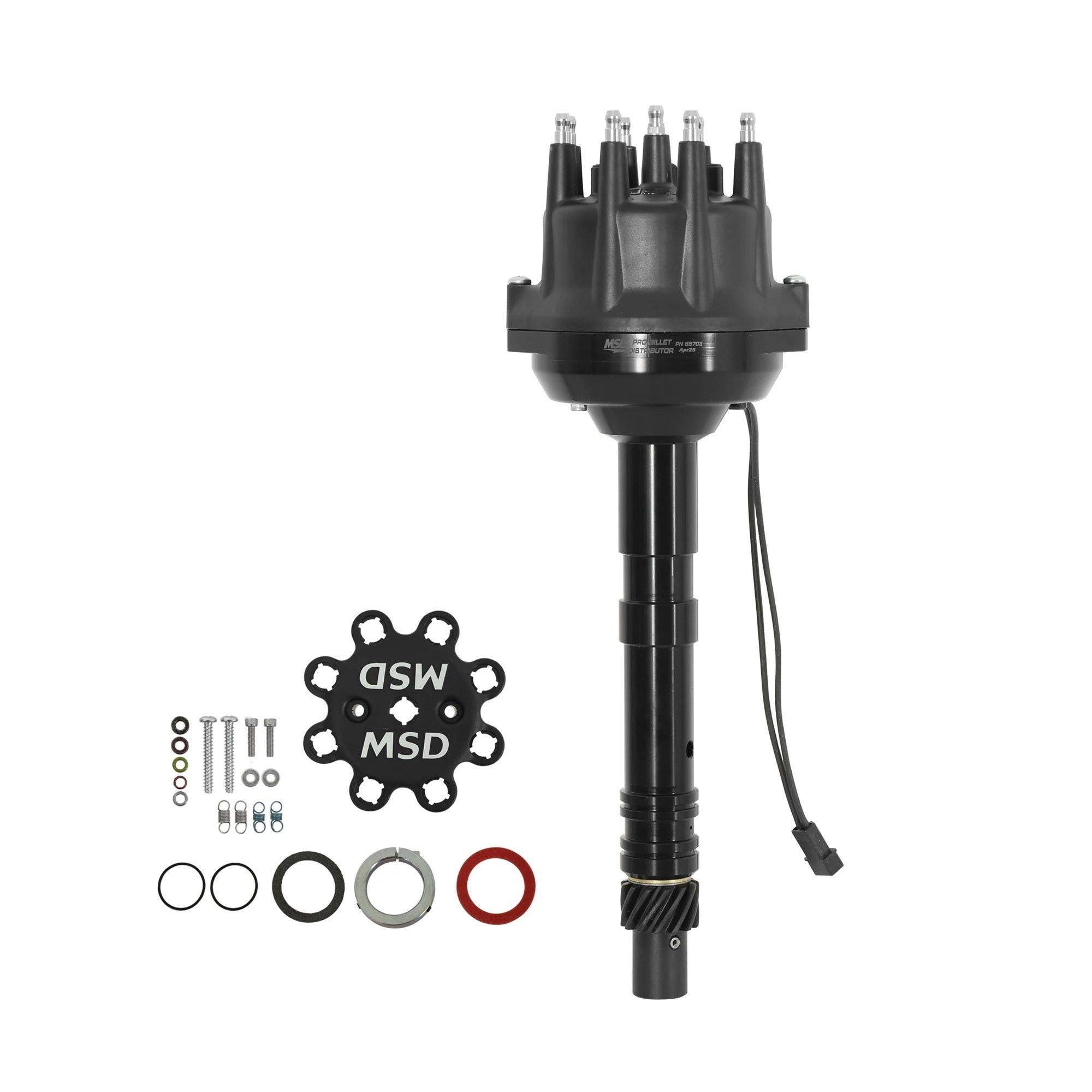 MSD Ignition 85703 Pro-Billet Distributor for Chevy V8 with Magnetic Pickup and Mechanical Advance, Black Finish
