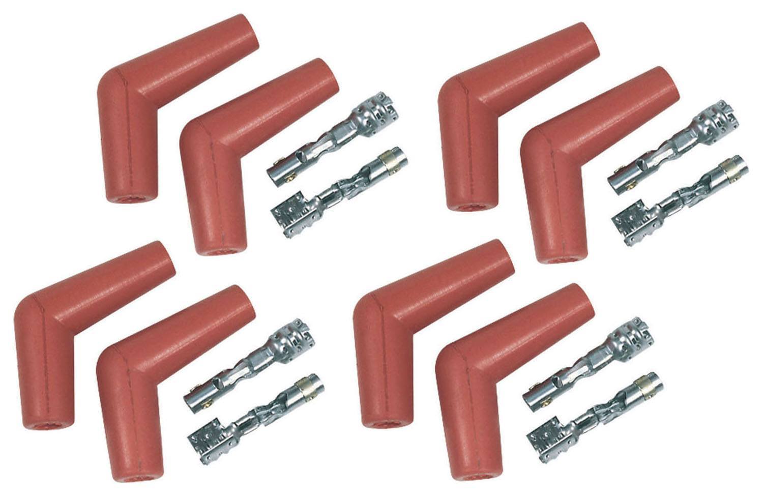 MSD Ignition 8853 Pro Race Spark Plug Boot Set, 8 Pack, 8.5 mm Diameter, 115 Degree Red