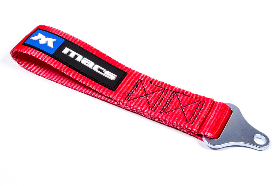 MACS Custom Tie-Downs 123800 Soft Touch Tow Loop, 12-1/2 Inch Length, 10,000 lb Webbing, Red Nylon with Mac's Logo