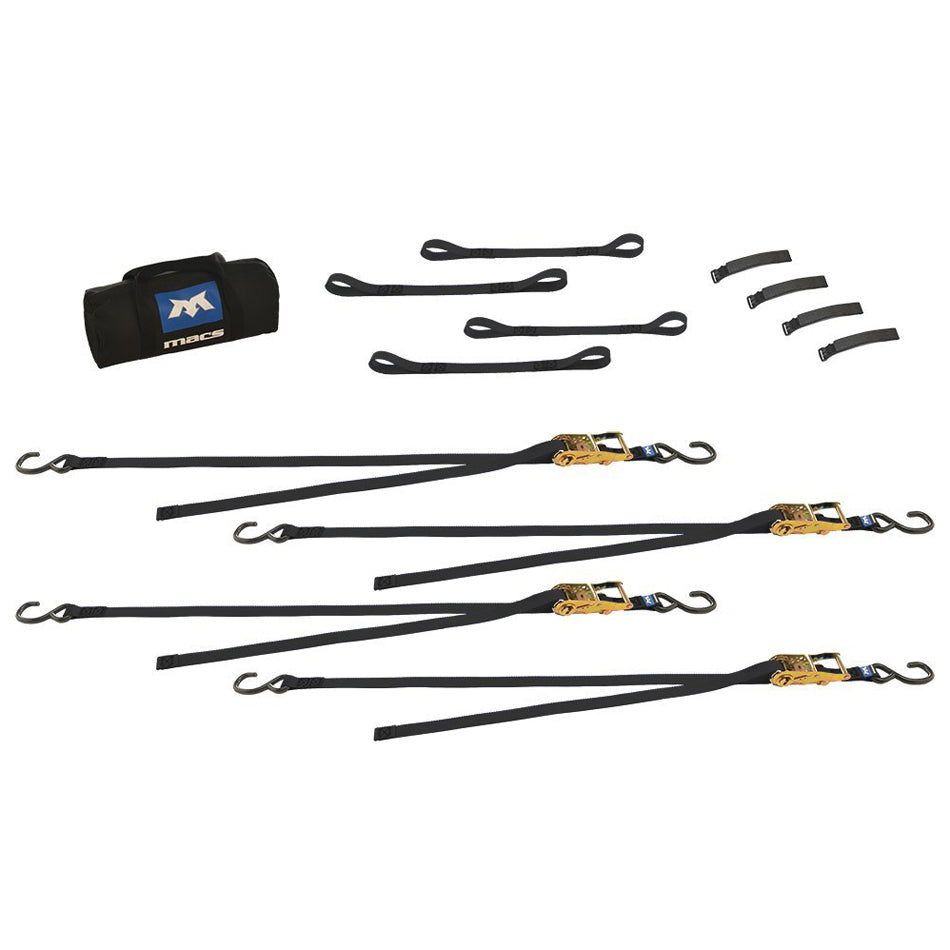 MACS Custom Tie-Downs 510001 Utility Pack with Four 6 ft Ratchet Straps and Soft Loop Extensions