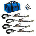 MACS Custom Tie-Downs 511108 Four 2 Ft x 8 Ft Twisted Hook Ratchet Straps with Gear Bag
