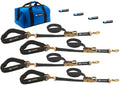 MACS Custom Tie-Downs 511618 Pro Pack Ratchet Strap Kit with Four 8 ft Direct Hook Straps, Four 24 in Axle Straps, Fleece Sleeves, and Gear Bag