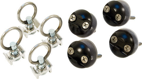MACS Custom Tie-Downs VersaTie Anchor Plate Assembly 4-Pack with Four Steel Ring Tie Downs and Aluminum Anchor Plates