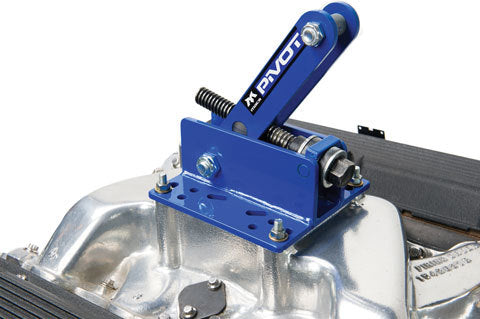 MACS Custom Tie-Downs Engine Pivot Plate 701001 with 35 Degree Pivot, Steel, Blue Powder Coat, Spread Square Bore Carburetor Flange