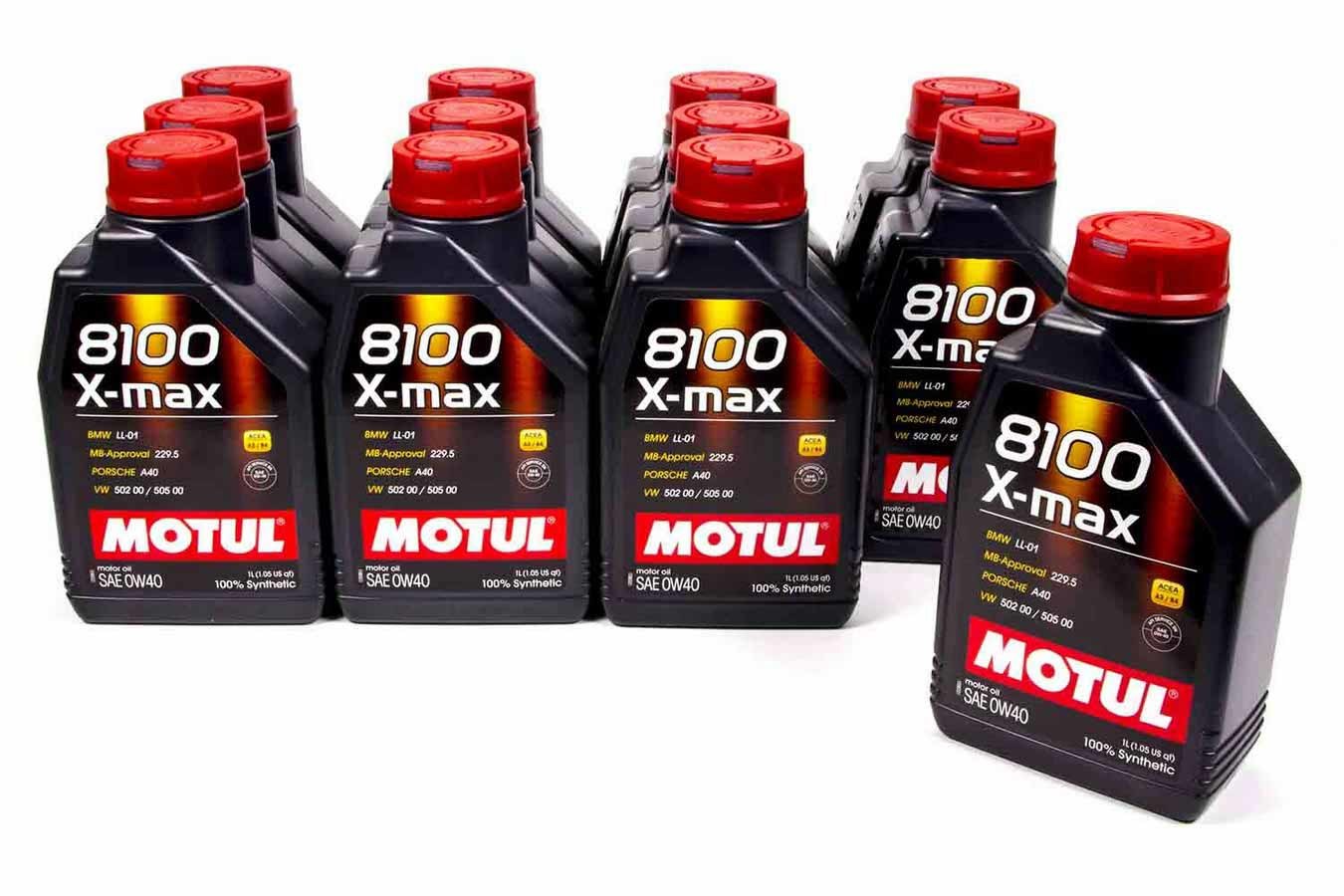 Motul USA 104531 8100 X-Max 0W-40 Synthetic Motor Oil 1 Liter Bottles (Set of 12)