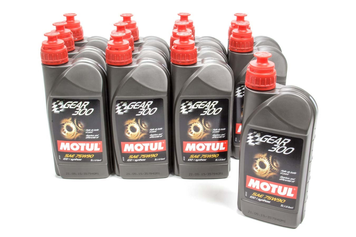 Motul USA Gear 300 75W90 Synthetic Gear Oil, 1 Liter Bottle, Set of 12