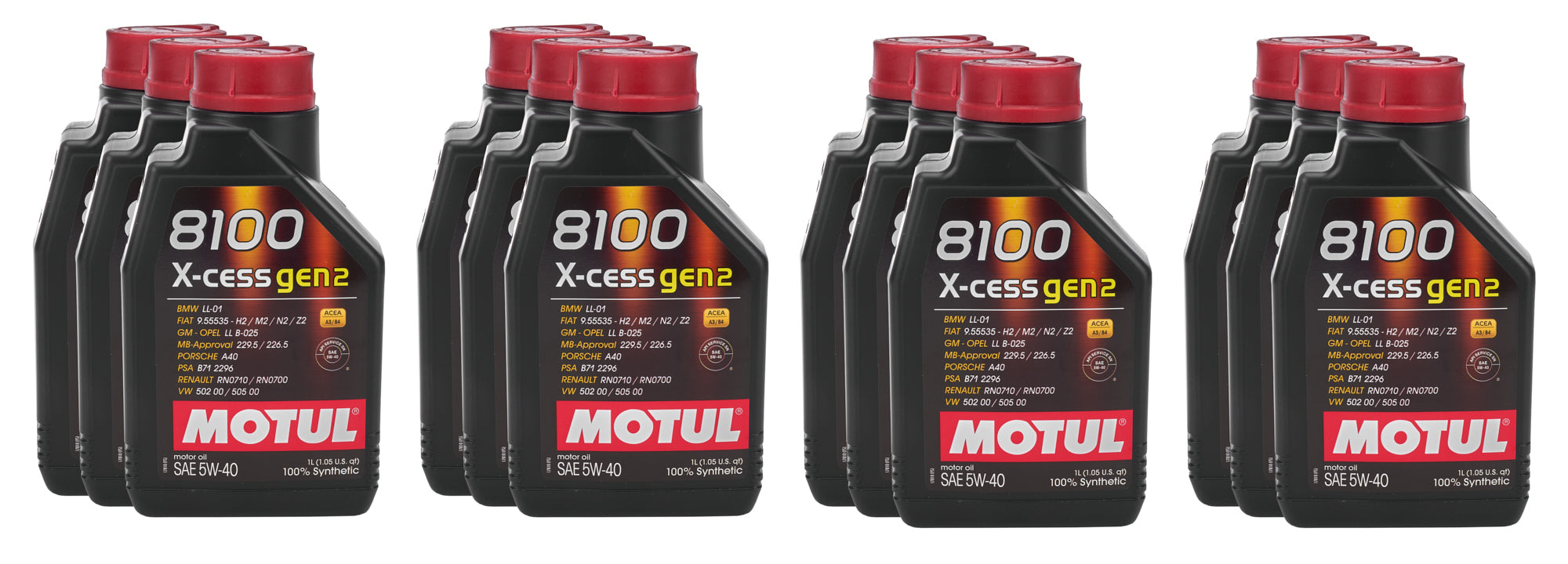 Motul USA 110904 8100 X-Cess Gen2 5W40 Synthetic Motor Oil 12-Pack, 1 Liter Bottles